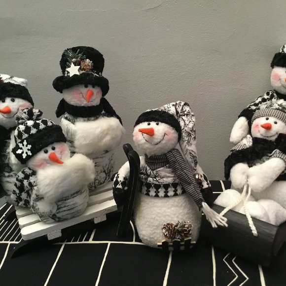 Holiday | 3 Pc Toile Print Snowman Xmas Black And White | Poshmark